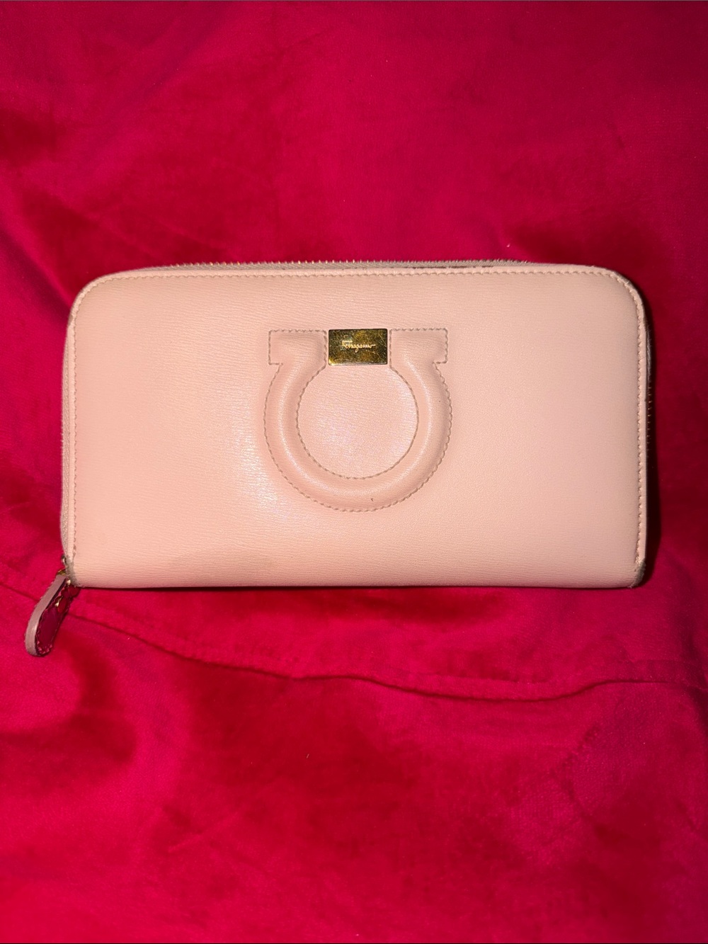 Salvatore Ferragamo Blush Pink Leather Zip-Around Wallet